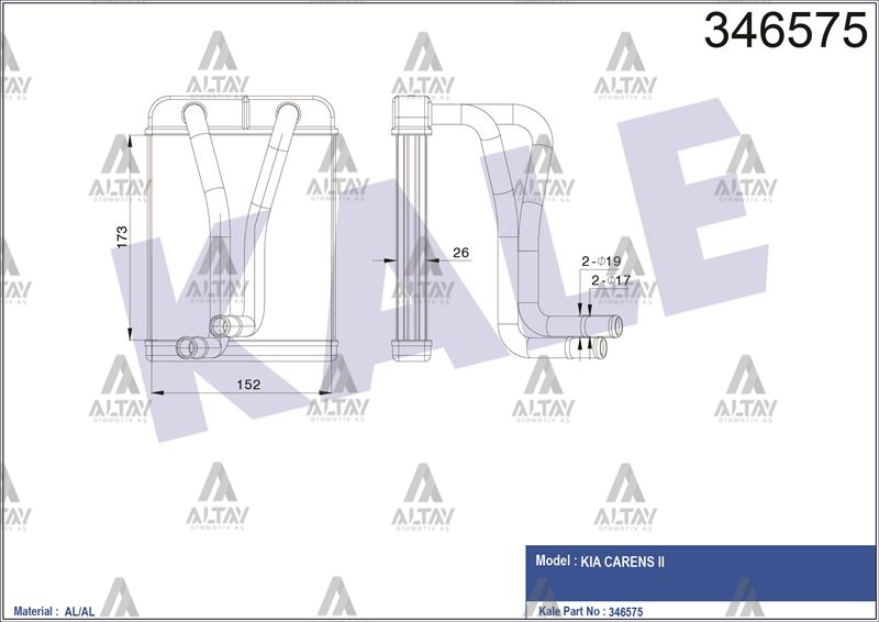 KIA Carens Kalorifer Radyatörü Radyatör Iı Brazıng OEM 0K2C0-61-A10 KIA Carens Kalorifer Radyatörü Radyatör Iı Brazıng OEM 0K2C0-61-A10